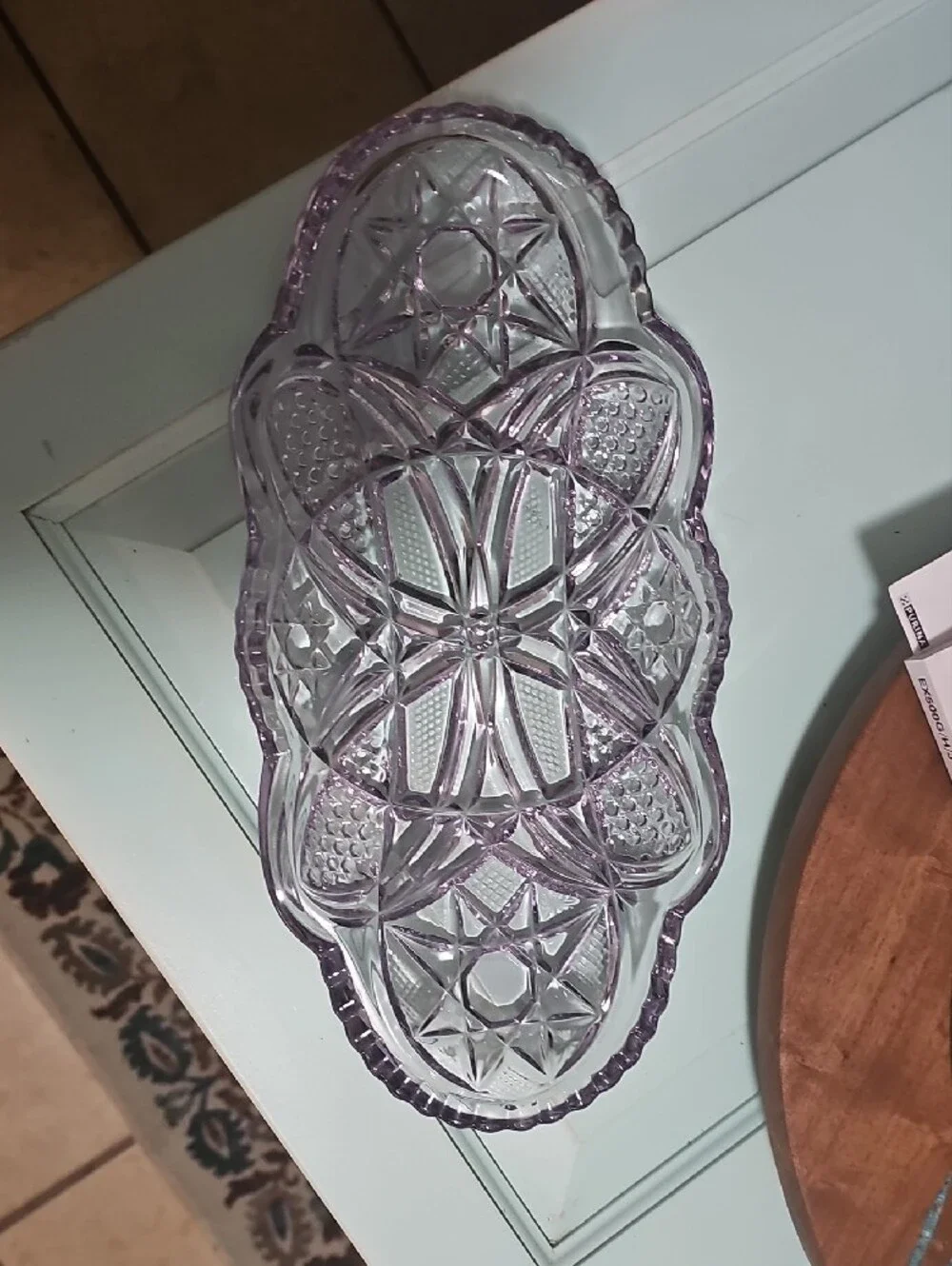 Pressed Glass Serving Tray in Light Purple